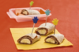 Rollitos con mermelada casera y plátano